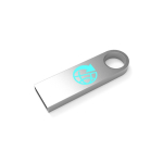 USB metal, pequena e anexável personalização total, feita na Europa cor prateado vista com impressão