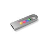 USB metal, pequena e anexável personalização total, feita na Europa cor prateado vista com impressão