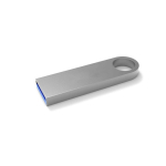 USB 3.0 metal para porta-chaves, personalização total, feita na Europa cor prateado vista ângulo frontal esquerdo