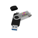 Pen 3.0 metal ligação USB Tipo-C personalização total, feita na Europa cor preto vista com impressão