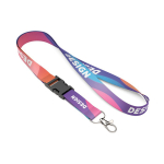 Lanyard desmontável de rPET para sublimação personalização total cor branco
