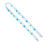 Lanyard de rPET com 2 mosquetões ou clipes personalização total cor branco