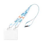 Lanyard de rPET com 2 mosquetões ou clipes personalização total cor branco