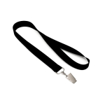 Lanyard de poliéster com mosquetão ou clipe personalização total cor preto