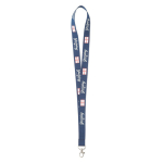 Lanyard de poliéster com mosquetão ou clipe personalização total cor azul ultramarino