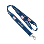 Lanyard de poliéster com mosquetão ou clipe personalização total cor azul ultramarino