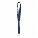Lanyard de poliéster com mosquetão ou clipe personalização total cor azul ultramarino vista principal