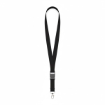 Lanyard de poliéster amovível mosquetão ou clipe personalização total cor preto sétima vista