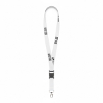 Lanyard de poliéster amovível mosquetão ou clipe personalização total cor branco vista principal