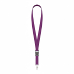 Lanyard de poliéster amovível mosquetão ou clipe personalização total cor roxo sétima vista