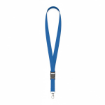 Lanyard de poliéster com fivela desmontável personalização total cor azul sétima vista