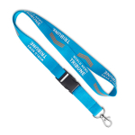 Lanyard de poliéster com fivela desmontável personalização total cor azul