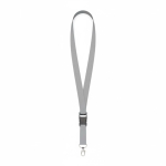 Lanyard de poliéster com fivela desmontável personalização total cor cinzento sétima vista