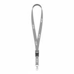 Lanyard de poliéster com fivela desmontável personalização total cor cinzento vista principal