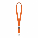 Lanyard de poliéster com fivela desmontável personalização total cor cor-de-laranja sétima vista