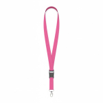 Lanyard de poliéster com fivela desmontável personalização total cor fúcsia sétima vista