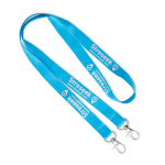 Lanyard de poliéster com 2 mosquetões à escolha personalização total cor azul