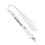 Lanyard de algodão orgânico com mosquetão personalização total cor branco