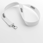 Lanyard de algodão orgânico com mosquetão personalização total cor branco