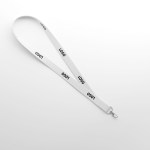 Lanyard de algodão orgânico com mosquetão personalização total cor branco