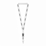 Lanyard desmontável de algodão orgânico mosquetão personalização total cor branco