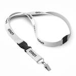 Lanyard desmontável de algodão orgânico mosquetão personalização total cor branco