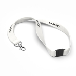 Lanyard de bambu para sublimação personalização total com mosquetão cor branco