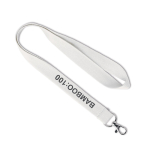 Lanyard de bambu para sublimação personalização total com mosquetão cor branco
