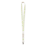 Lanyard de bambu amovível com mosquetão personalização total cor branco