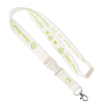Lanyard de bambu amovível com mosquetão personalização total cor branco