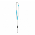 Lanyard de bambu amovível com mosquetão personalização total cor branco vista principal