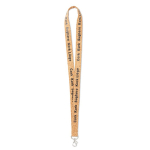Lanyard de cortiça com mosquetão à escolha personalização total cor castanho