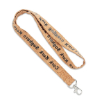 Lanyard de cortiça com mosquetão à escolha personalização total cor castanho quinta vista