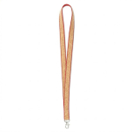 Lanyard de poliéster e cortiça com mosquetão personalização total cor branco sétima vista
