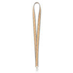 Lanyard de poliéster e cortiça com mosquetão personalização total cor cinzento sétima vista