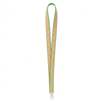 Lanyard de poliéster e cortiça com mosquetão personalização total cor verde sétima vista