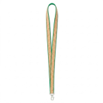 Lanyard de poliéster e cortiça com mosquetão personalização total cor verde garrafa sétima vista