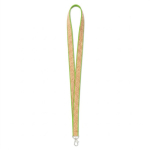 Lanyard de poliéster e cortiça com mosquetão personalização total cor verde maçã sétima vista