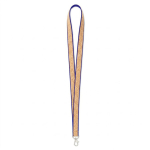 Lanyard de poliéster e cortiça com mosquetão personalização total cor azul elétrico sétima vista