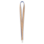 Lanyard de poliéster e cortiça com mosquetão personalização total cor azul real sétima vista