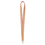 Lanyard de poliéster e cortiça com mosquetão personalização total cor vermelho-escuro sétima vista