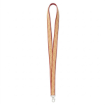Lanyard de poliéster e cortiça com mosquetão personalização total cor grená sétima vista