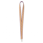 Lanyard de poliéster e cortiça com mosquetão personalização total cor roxo sétima vista