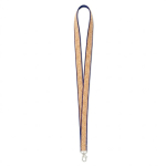 Lanyard de poliéster e cortiça com mosquetão personalização total cor azul ultramarino sétima vista