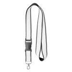 Lanyard de poliéster acetinado desmontável personalização total cor preto sétima vista