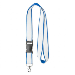 Lanyard de poliéster acetinado desmontável personalização total cor azul sétima vista