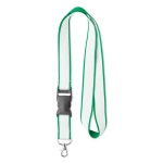 Lanyard de poliéster acetinado desmontável personalização total cor verde sétima vista
