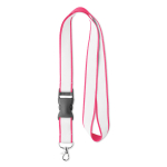 Lanyard de poliéster acetinado desmontável personalização total cor fúcsia sétima vista