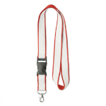 Lanyard de poliéster acetinado desmontável personalização total cor vermelho-escuro sétima vista
