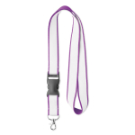 Lanyard de poliéster acetinado desmontável personalização total cor roxo sétima vista